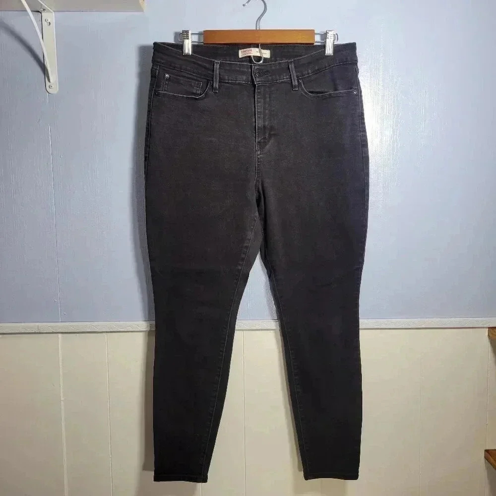 Signature by Levi Strauss Size 16 Classic Black Mid Rise Skinny Dark Wash Jeans
